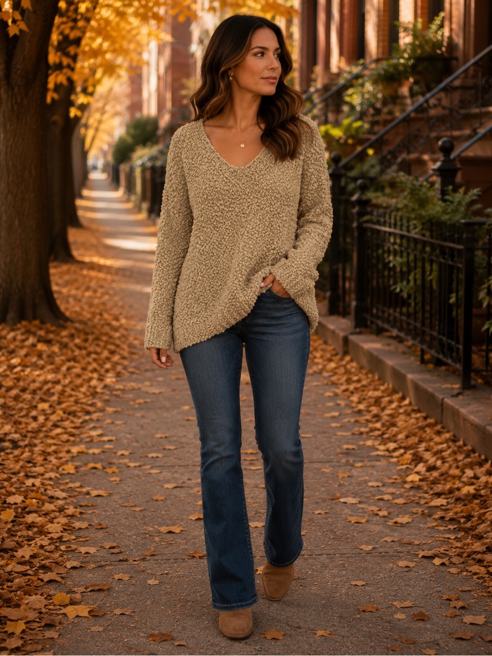 Adora Pale Green V-Neck Sweater, size Small